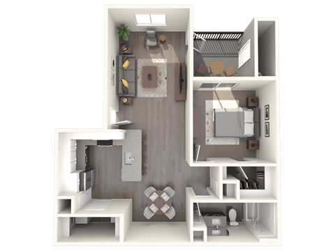 A1 One Bedroom Floor Plan at Zaterra Luxury Apartments, P.B. Bell, Chandler, Arizona